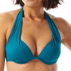 Coco Reef Womens Contours Cameo Halter Swim Bikini Top - Teal Cove - Size 38C